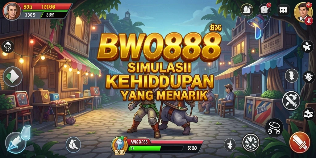 Tampilan utama BWO888 dengan grafis simulasi kehidupan yang menarik.