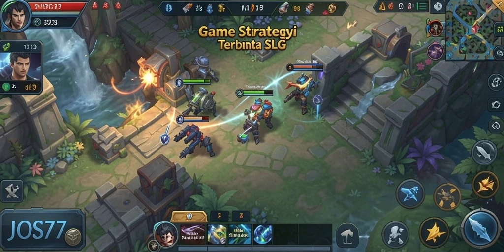 Screenshot utama JOS77 menampilkan aksi seru dalam gameplay SLG.