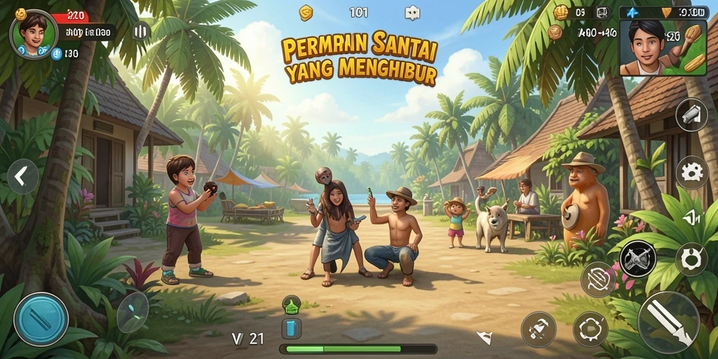 Tangkapan layar V21 menampilkan gameplay santai yang mengasyikkan.