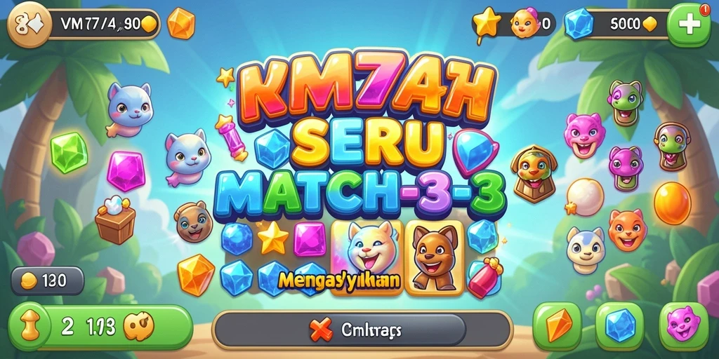 Gameplay seru dari VM777 dengan tantangan Match-3 yang menarik.